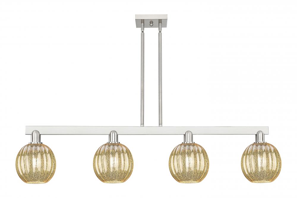 Preston Globe - 4 Light - 48 inch - Brushed Satin Nickel - Stem hung - Island Light