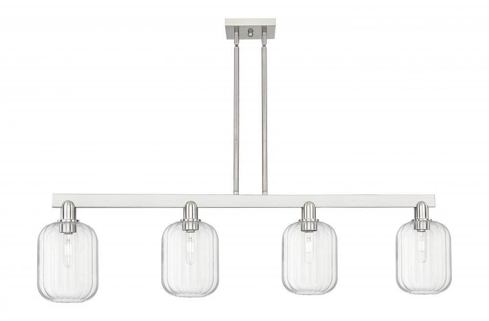 Preston Cylinder - 4 Light - 48 inch - Brushed Satin Nickel - Stem hung - Island Light