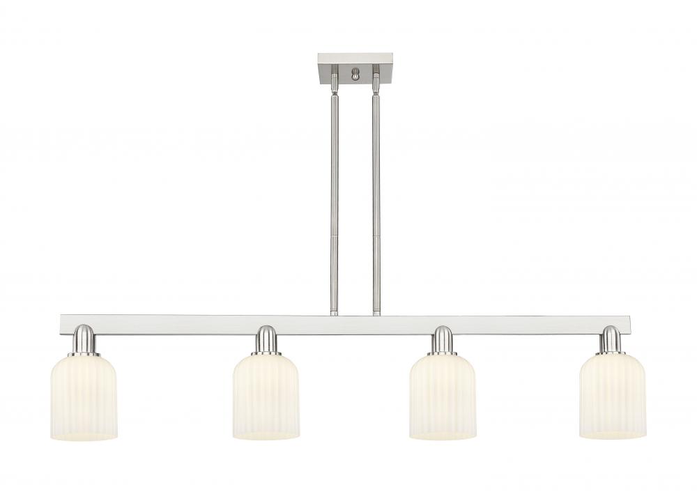 Bridal Veil - 4 Light - 48 inch - Brushed Satin Nickel - Stem hung - Island Light