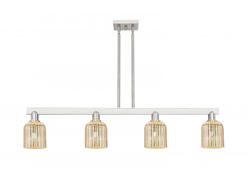 Bridal Veil - 4 Light - 48 inch - Brushed Satin Nickel - Stem hung - Island Light