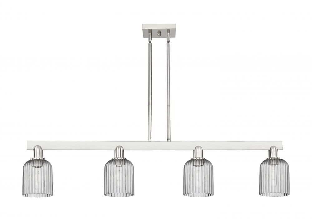 Bridal Veil - 4 Light - 48 inch - Brushed Satin Nickel - Stem hung - Island Light