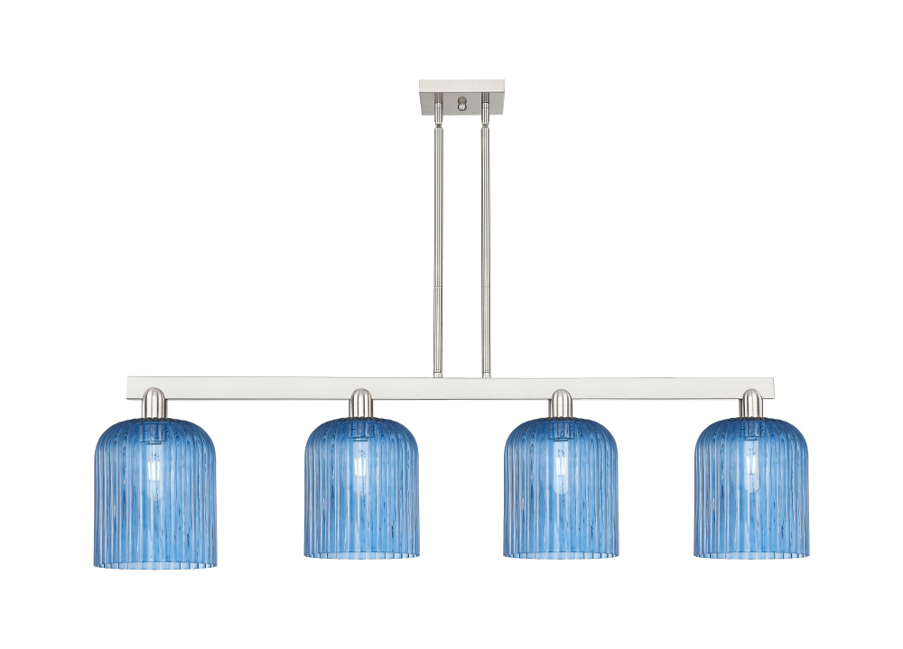 Bridal Veil - 4 Light - 51 inch - Brushed Satin Nickel - Stem hung - Island Light