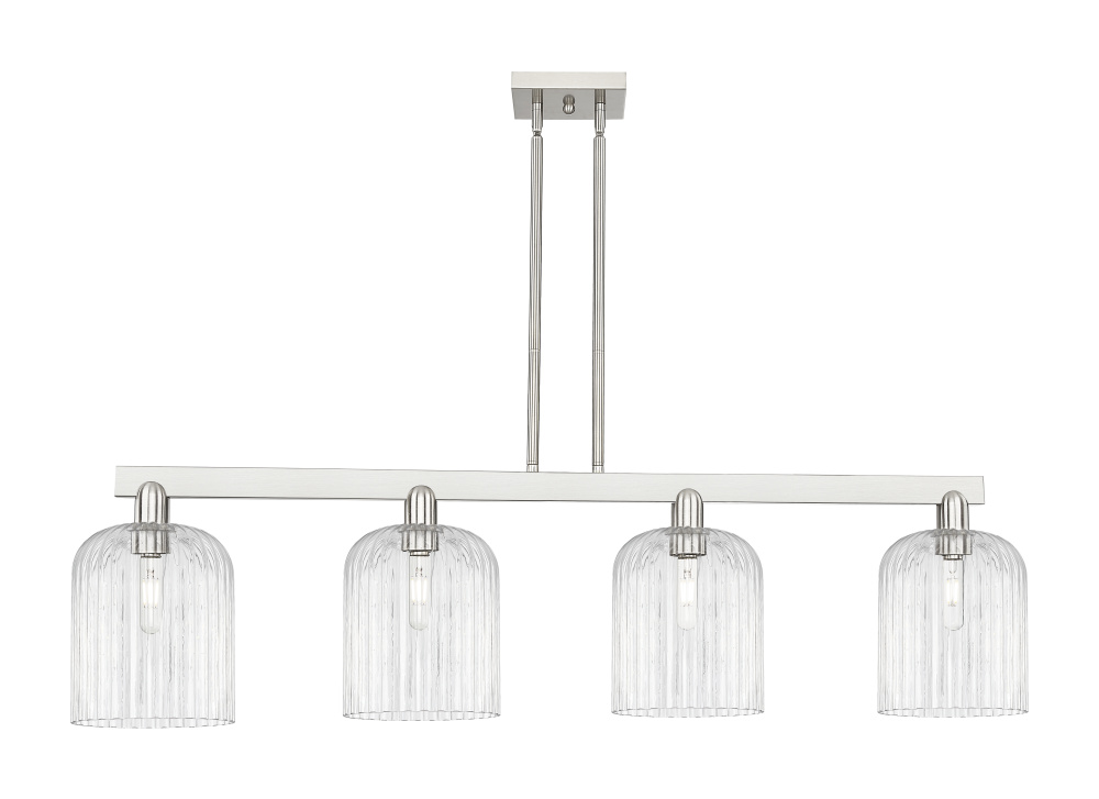 Bridal Veil - 4 Light - 51 inch - Brushed Satin Nickel - Stem hung - Island Light