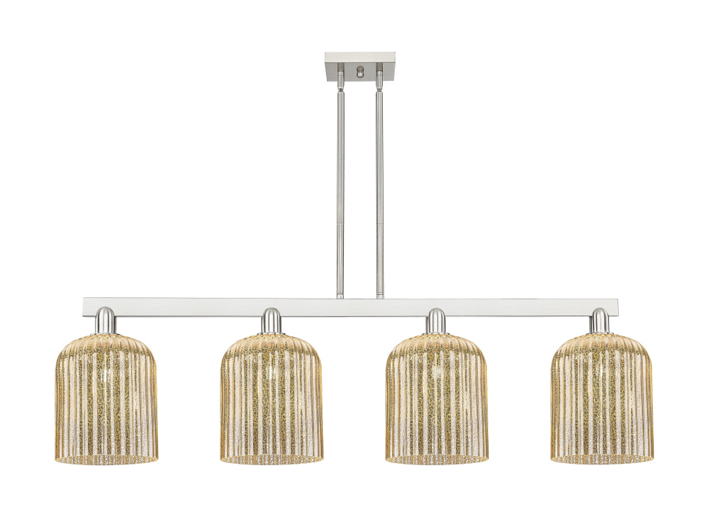 Bridal Veil - 4 Light - 51 inch - Brushed Satin Nickel - Stem hung - Island Light