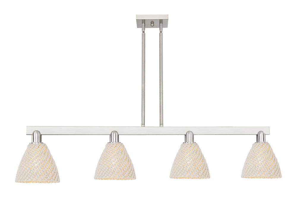 Bristol Natural - 4 Light - 48 inch - Brushed Satin Nickel - Stem hung - Island Light