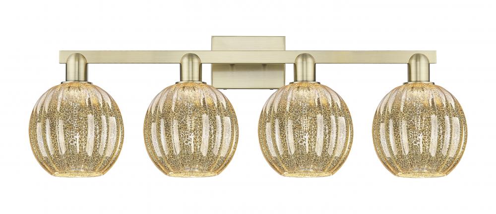 Preston Globe - 4 Light - 36 inch - Antique Brass - Bath Vanity Light