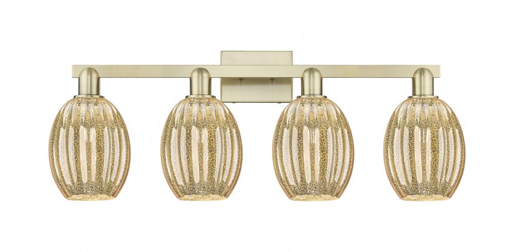 Preston Bulb - 4 Light - 36 inch - Antique Brass - Bath Vanity Light