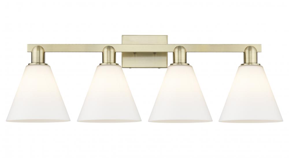 Berkshire Glass - 4 Light - 35 inch - Antique Brass - Bath Vanity Light