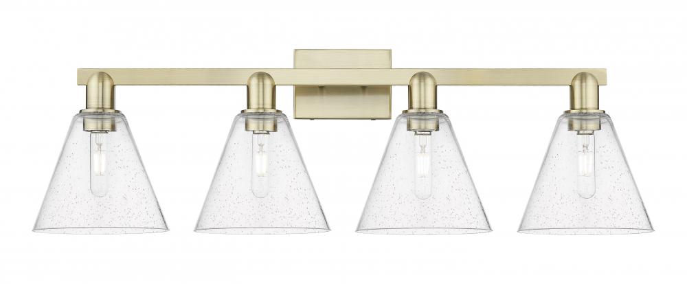 Berkshire Glass - 4 Light - 35 inch - Antique Brass - Bath Vanity Light