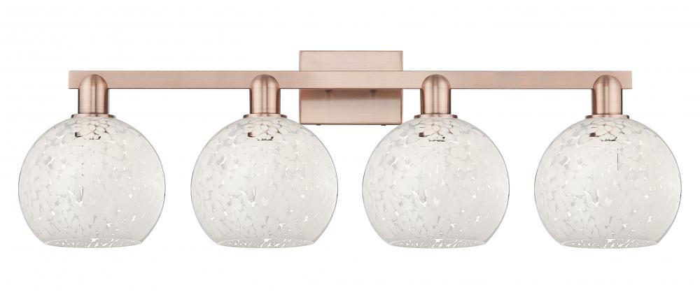White Mouchette - 4 Light - 35 inch - Antique Copper - Bath Vanity Light