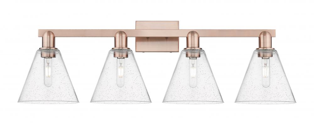 Berkshire Glass - 4 Light - 35 inch - Antique Copper - Bath Vanity Light