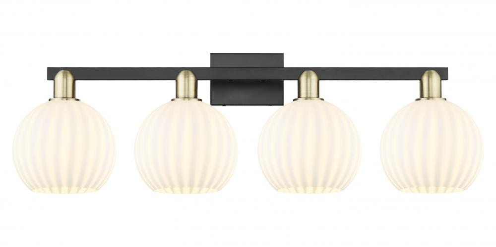 White Venetian - 4 Light - 35 inch - Black Antique Brass - Bath Vanity Light