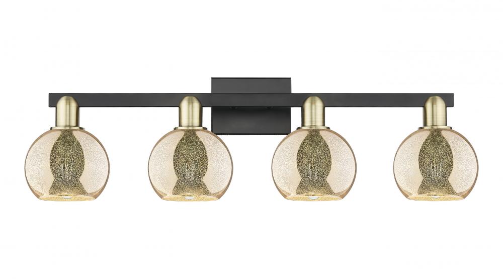 Athens - 4 Light - 33 inch - Black Antique Brass - Bath Vanity Light