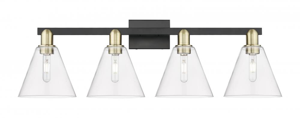 Berkshire Glass - 4 Light - 35 inch - Black Antique Brass - Bath Vanity Light