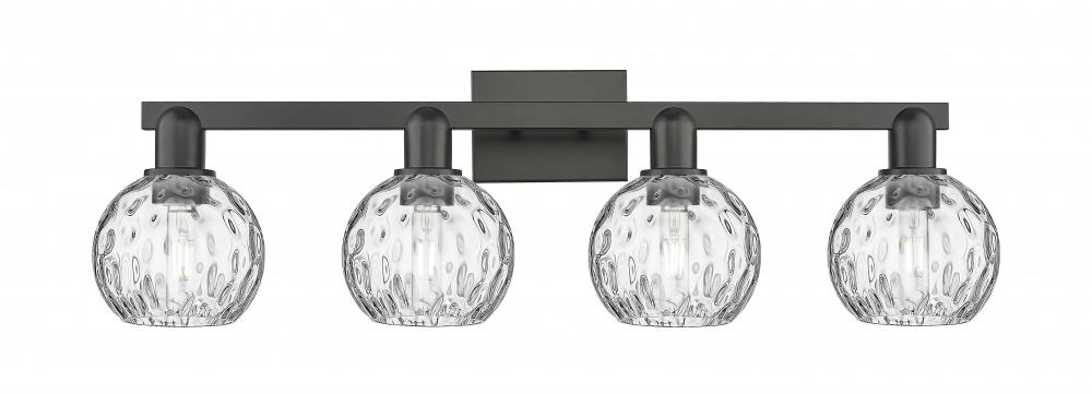 Athens Water Glass - 4 Light - 33 inch - Matte Black - Bath Vanity Light