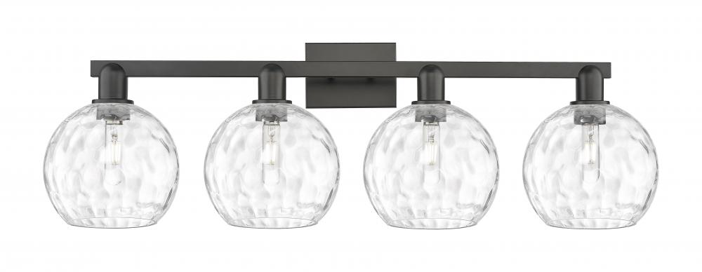 Athens Water Glass - 4 Light - 35 inch - Matte Black - Bath Vanity Light