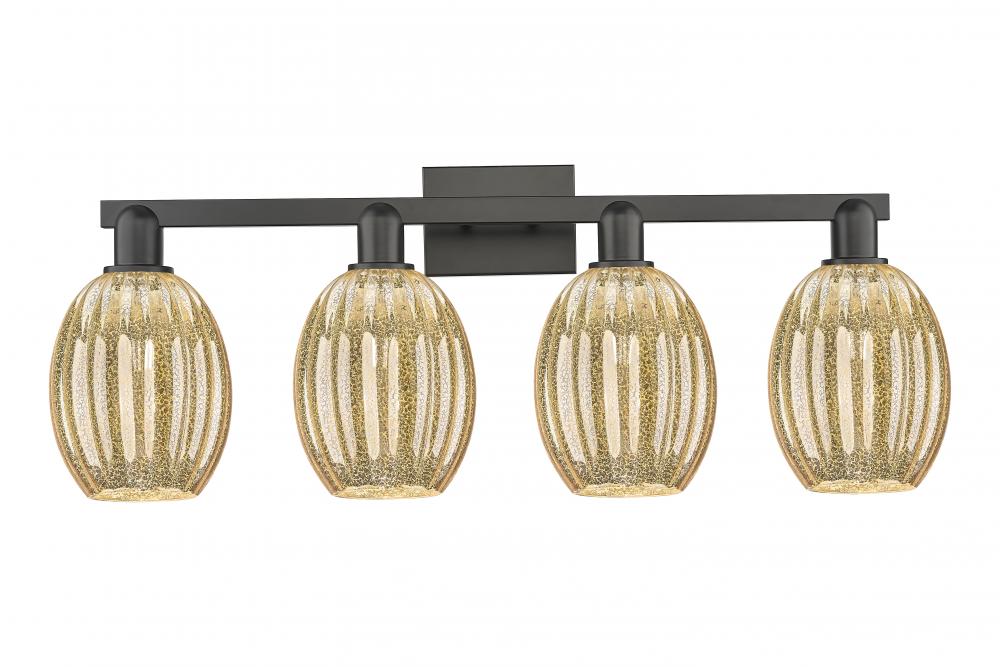 Preston Bulb - 4 Light - 36 inch - Matte Black - Bath Vanity Light