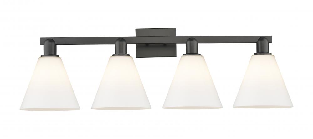 Berkshire Glass - 4 Light - 35 inch - Matte Black - Bath Vanity Light