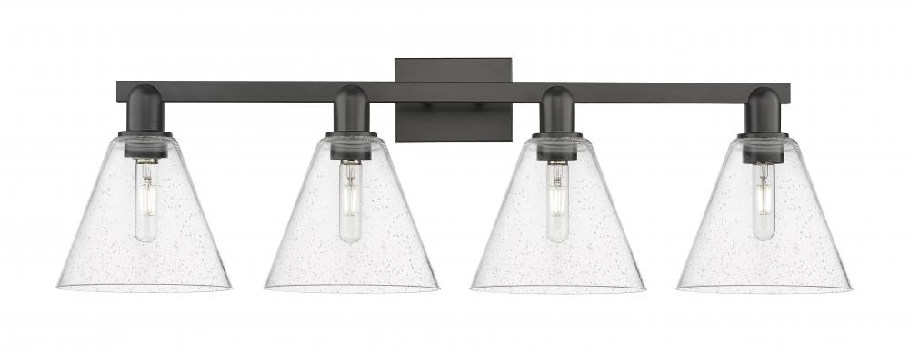 Berkshire Glass - 4 Light - 35 inch - Matte Black - Bath Vanity Light