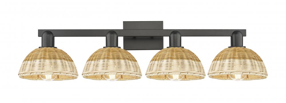 Natural Ballston Dome - 4 Light - 36 inch - Matte Black - Bath Vanity Light