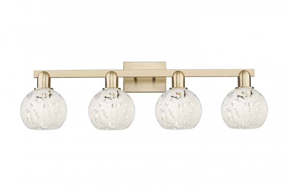White Mouchette - 4 Light - 33 inch - Champagne Bronze - Bath Vanity Light