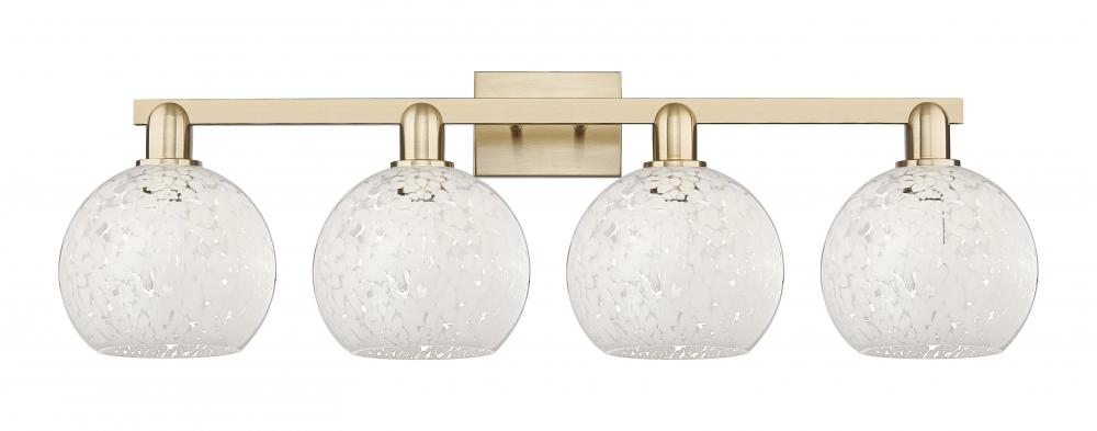 White Mouchette - 4 Light - 35 inch - Champagne Bronze - Bath Vanity Light