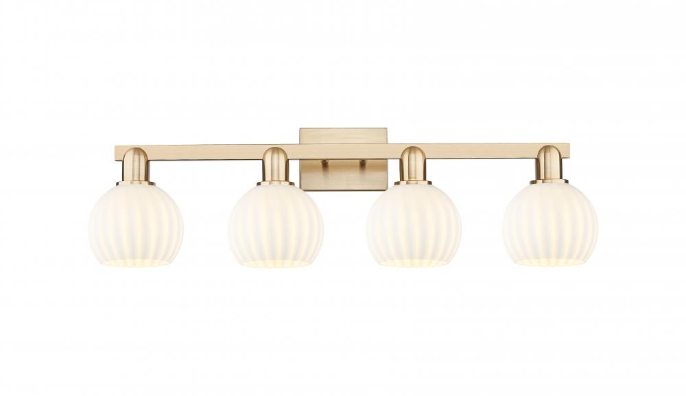 White Venetian - 4 Light - 33 inch - Champagne Bronze - Bath Vanity Light