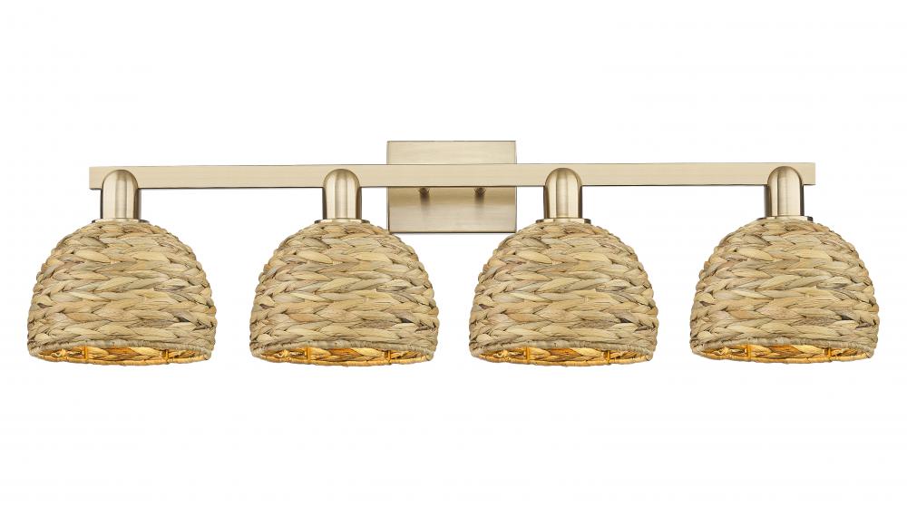 Woven Rattan - 4 Light - 35 inch - Champagne Bronze - Bath Vanity Light