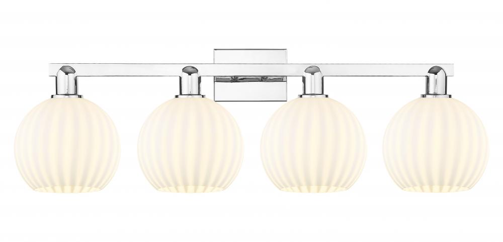 White Venetian - 4 Light - 35 inch - Polished Chrome - Bath Vanity Light