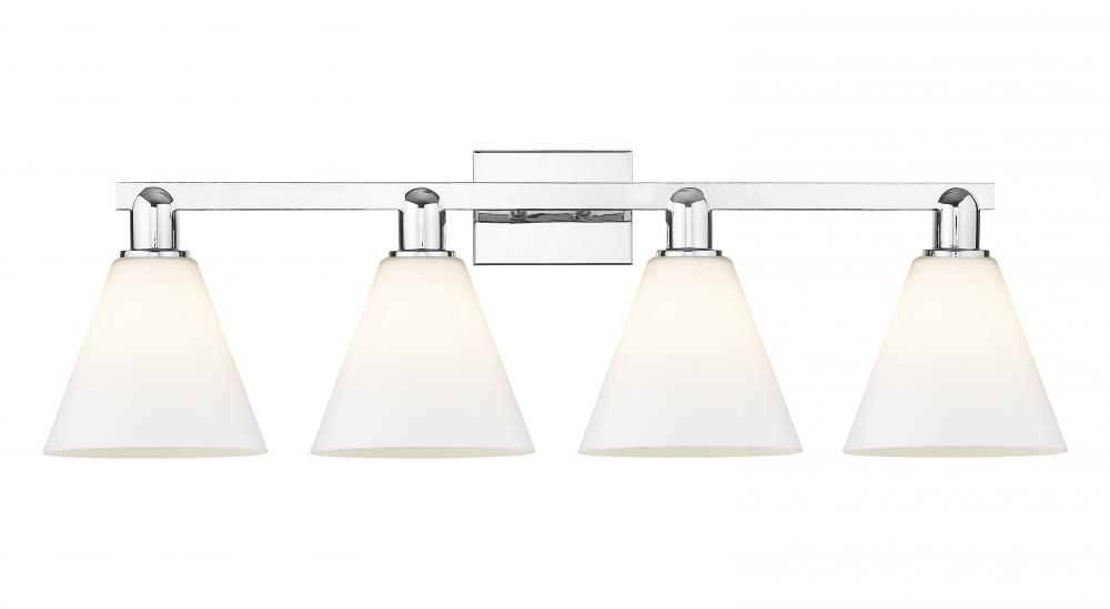 Berkshire Glass - 4 Light - 35 inch - Polished Chrome - Bath Vanity Light
