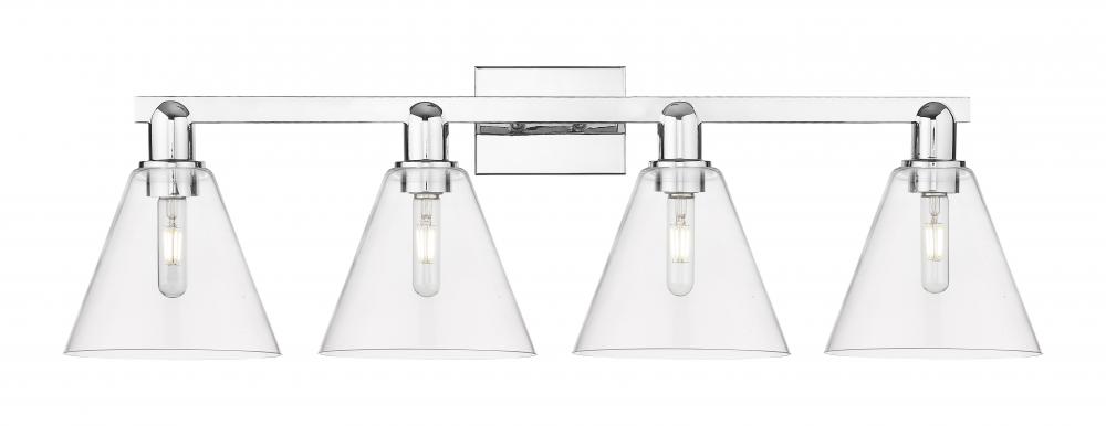 Berkshire Glass - 4 Light - 35 inch - Polished Chrome - Bath Vanity Light