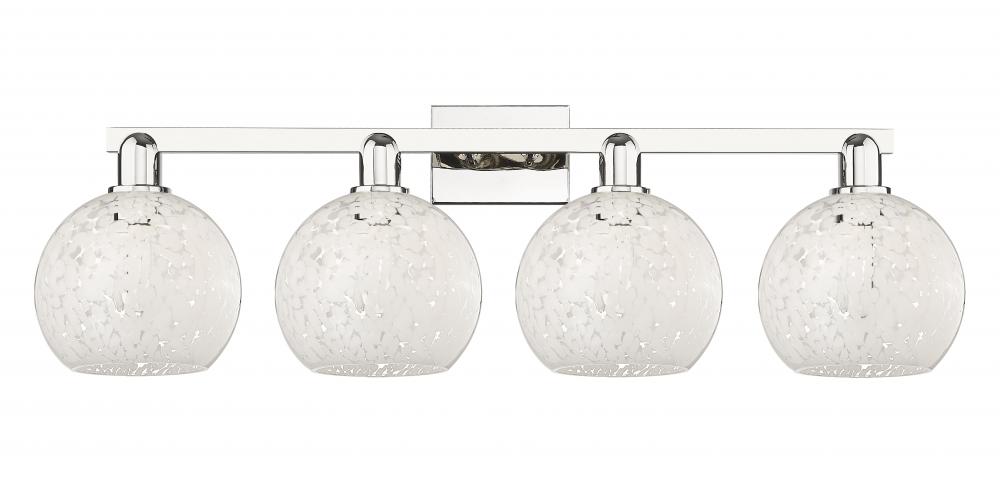 White Mouchette - 4 Light - 35 inch - Polished Nickel - Bath Vanity Light