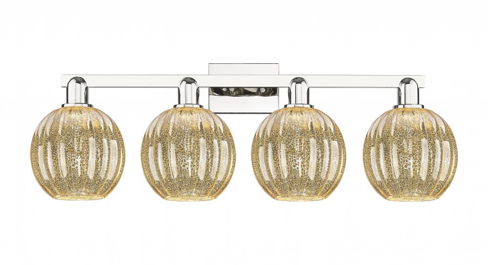 Preston Globe - 4 Light - 36 inch - Polished Nickel - Bath Vanity Light