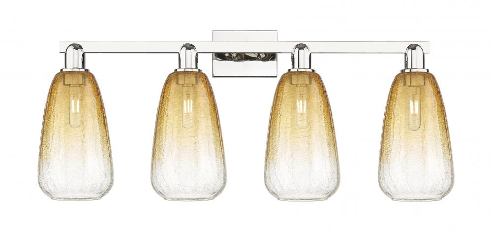Brookhaven Almond - 4 Light - 36 inch - Polished Nickel - Bath Vanity Light