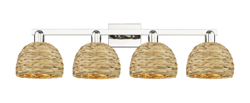 Woven Rattan - 4 Light - 35 inch - Polished Nickel - Bath Vanity Light