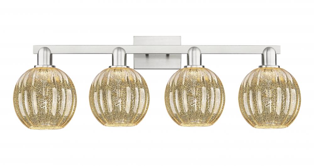 Preston Globe - 4 Light - 36 inch - Brushed Satin Nickel - Bath Vanity Light