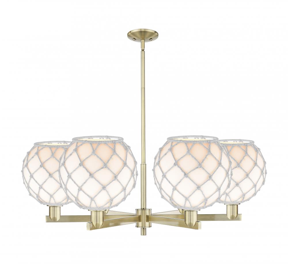 Farmhouse Rope - 6 Light - 40 inch - Antique Brass - Stem hung - Chandelier