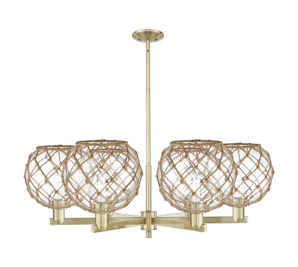 Farmhouse Rope - 6 Light - 40 inch - Antique Brass - Stem hung - Chandelier
