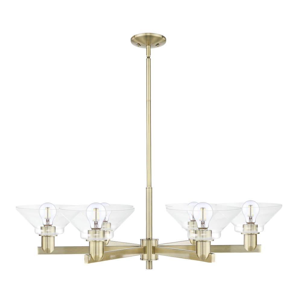 Orwell - 6 Light - 38 inch - Antique Brass - Stem hung - Chandelier