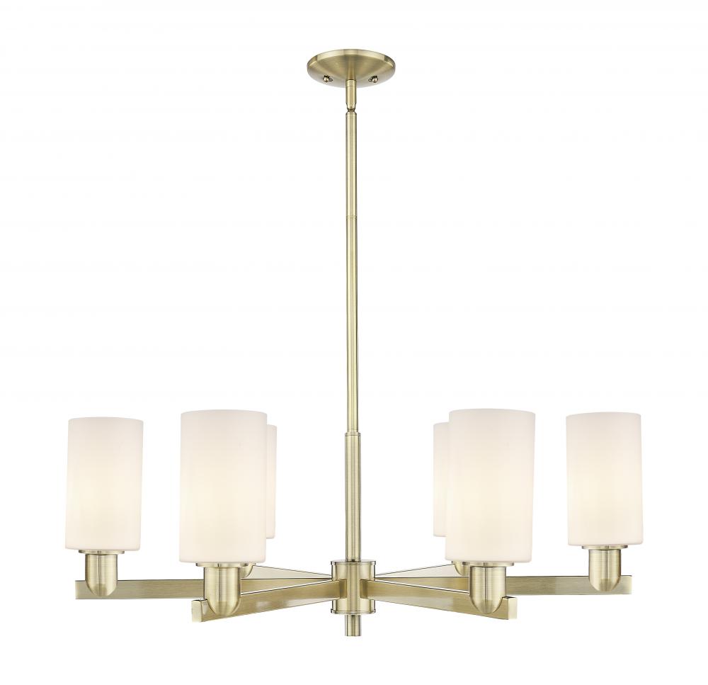 Clymer - 6 Light - 34 inch - Antique Brass - Stem hung - Chandelier