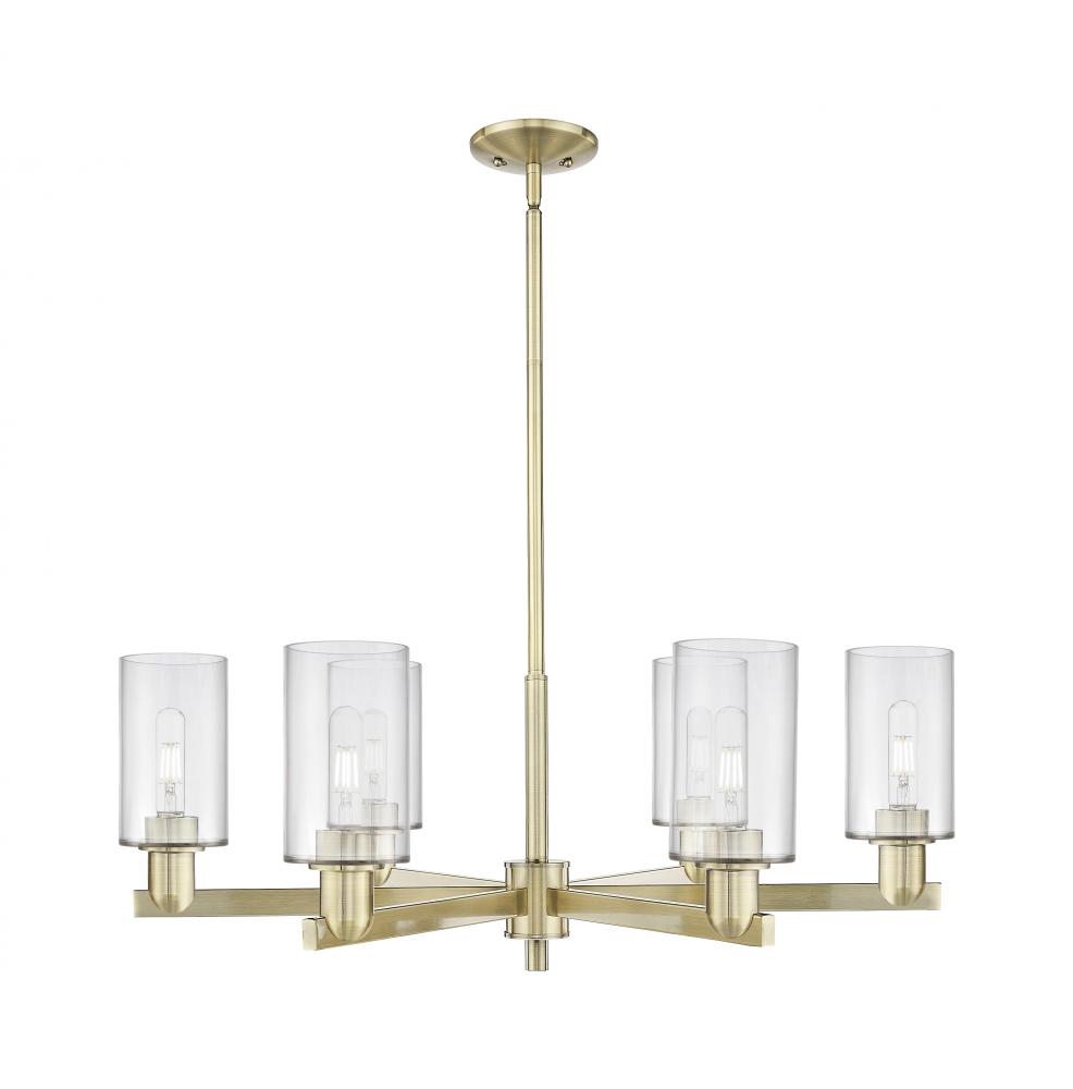 Clymer - 6 Light - 34 inch - Antique Brass - Stem hung - Chandelier