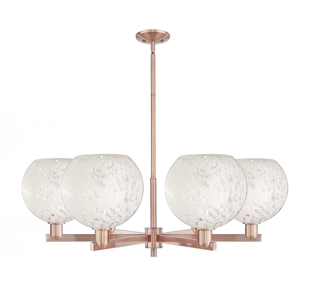 White Mouchette - 6 Light - 40 inch - Antique Copper - Stem hung - Chandelier