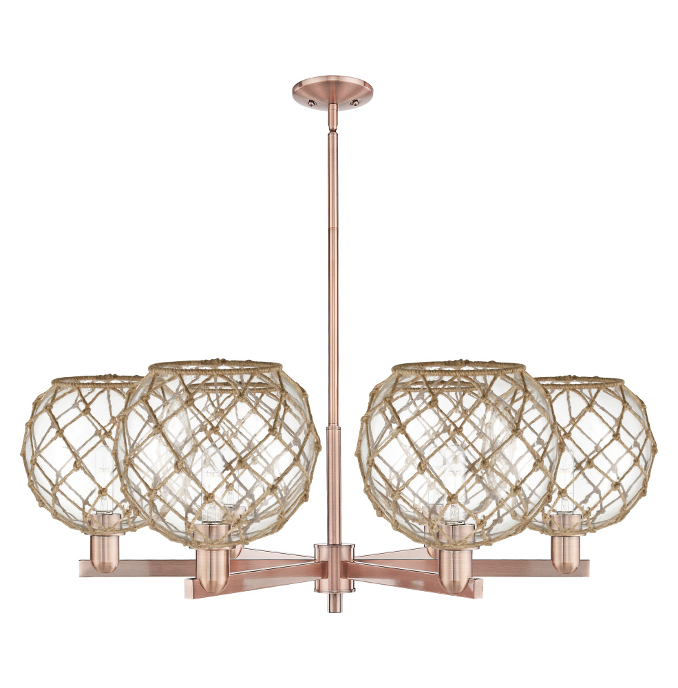 Farmhouse Rope - 6 Light - 40 inch - Antique Copper - Stem hung - Chandelier