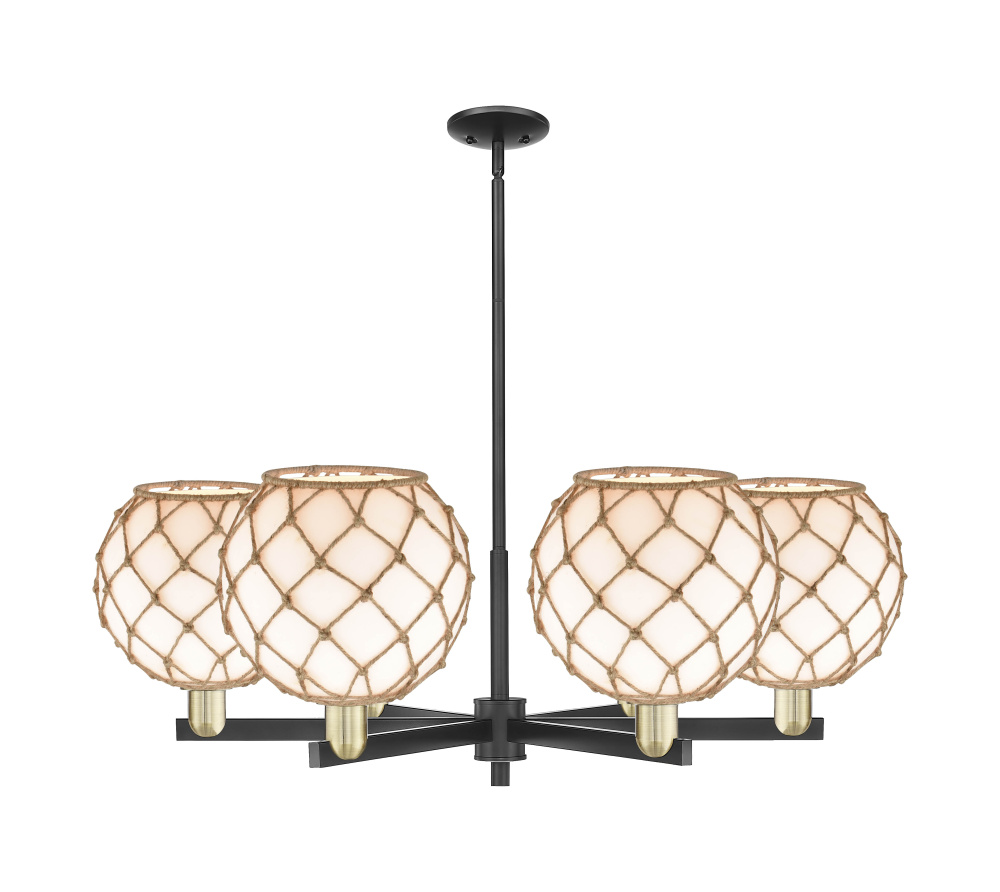 Farmhouse Rope - 6 Light - 40 inch - Black Antique Brass - Stem hung - Chandelier