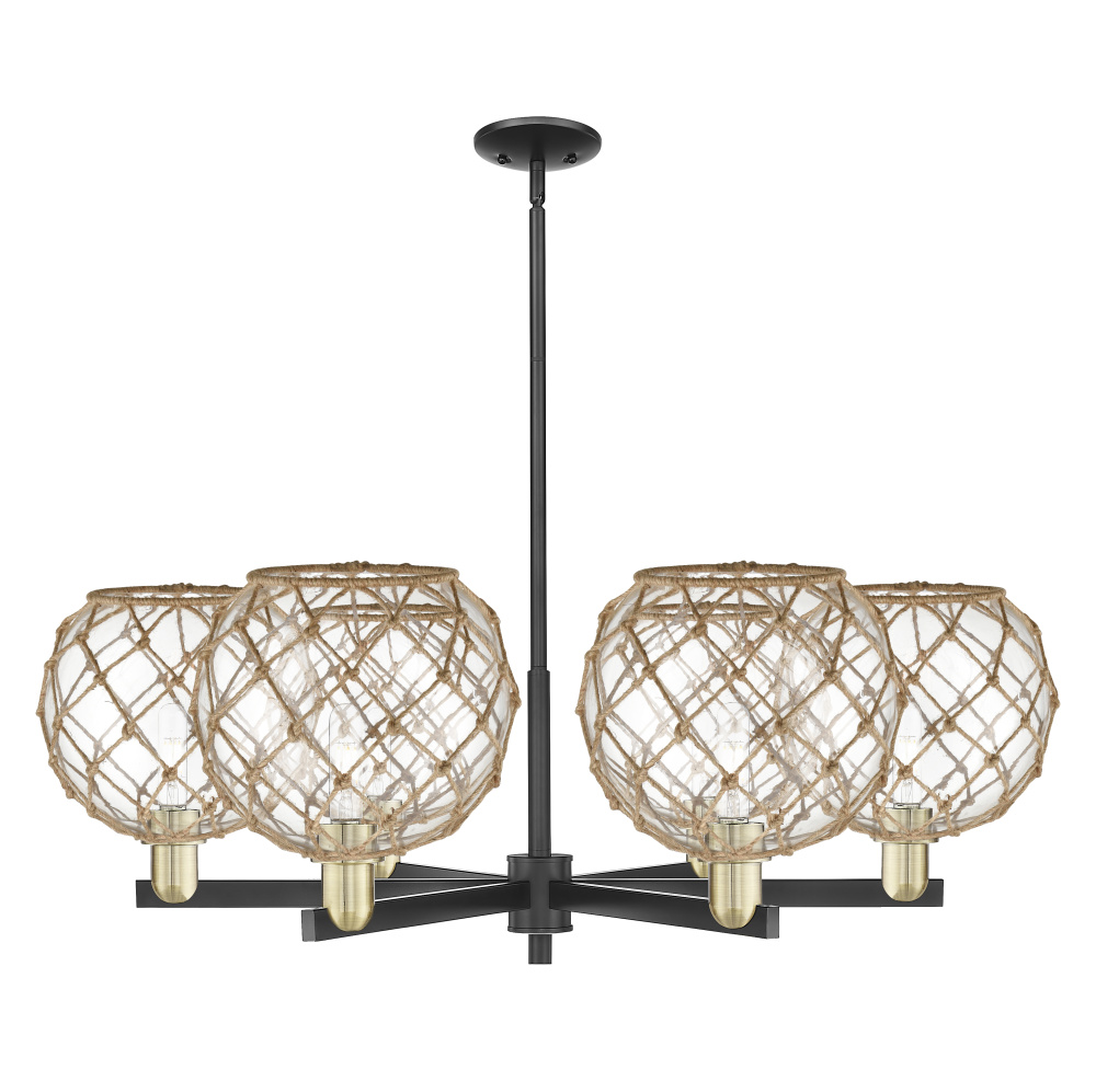 Farmhouse Rope - 6 Light - 40 inch - Black Antique Brass - Stem hung - Chandelier