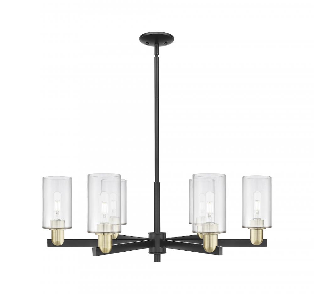 Clymer - 6 Light - 34 inch - Black Antique Brass - Stem hung - Chandelier