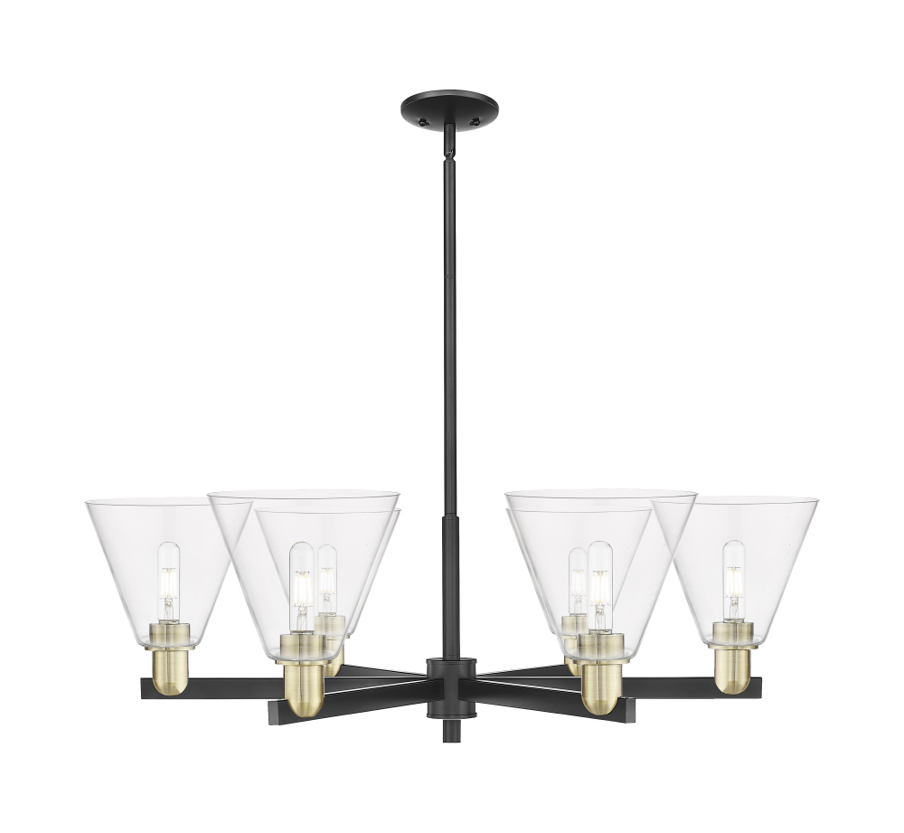 Berkshire Glass - 6 Light - 38 inch - Black Antique Brass - Stem hung - Chandelier