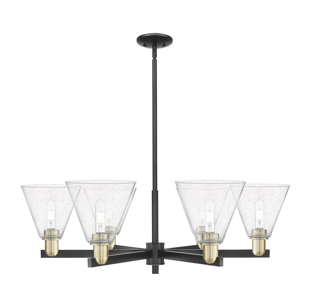 Berkshire Glass - 6 Light - 38 inch - Black Antique Brass - Stem hung - Chandelier
