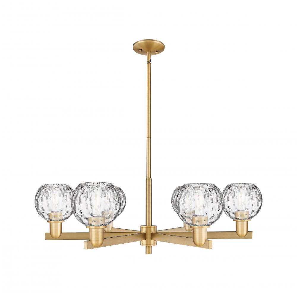 Athens Water Glass - 6 Light - 36 inch - Brushed Brass - Stem hung - Chandelier
