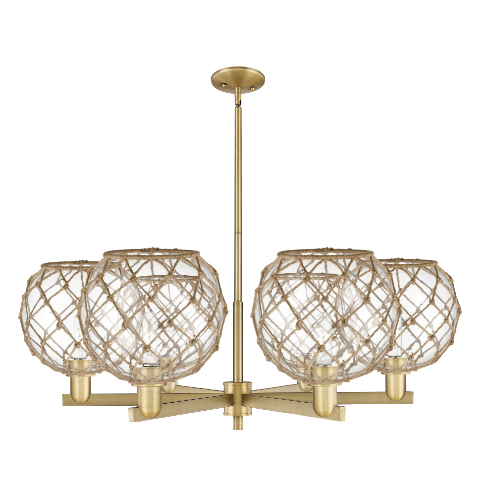 Farmhouse Rope - 6 Light - 40 inch - Brushed Brass - Stem hung - Chandelier